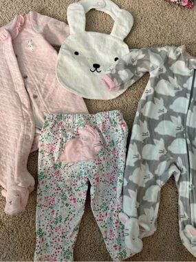Baby Bunny Sleepwear Set - Pink, Gray & White